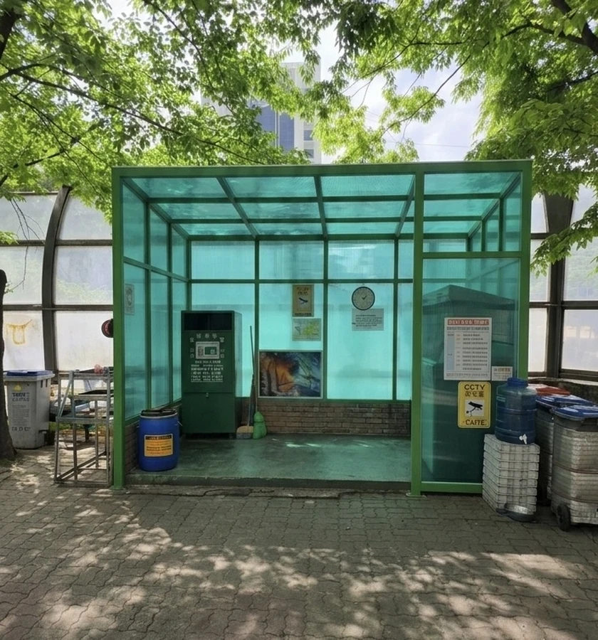 주차장 렉산 캐노피 지붕 교체